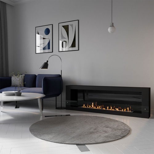 Биокамин SteelHeat WALL LONG 1800 черный, стемалит SteelHeat