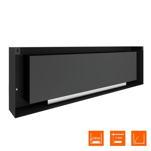 Биокамин SteelHeat WALL  LONG 1800 черный, стекло, стемалит SteelHeat
