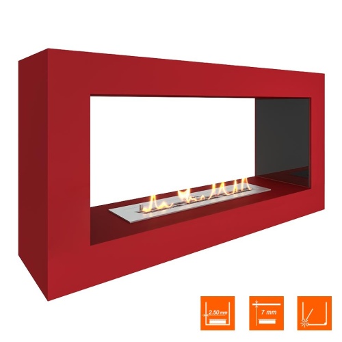 Биокамин SteelHeat WALL FRAME ONE 900 красный, стемалит SteelHeat
