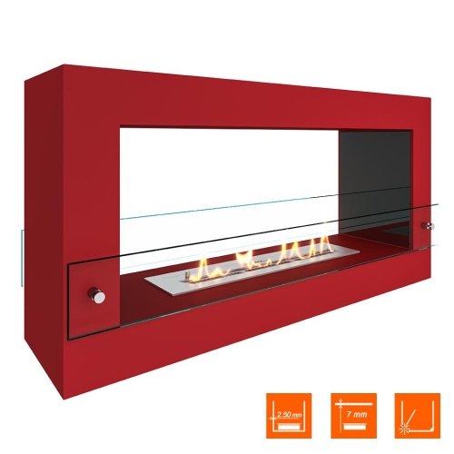 Биокамин SteelHeat WALL FRAME ONE 900 красный, стекло, стемалит SteelHeat