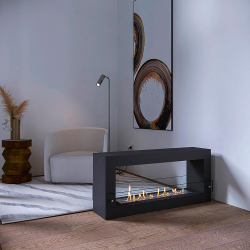 Биокамин SteelHeat WALL FRAME ONE 1000 черный, стекло, стемалит SteelHeat