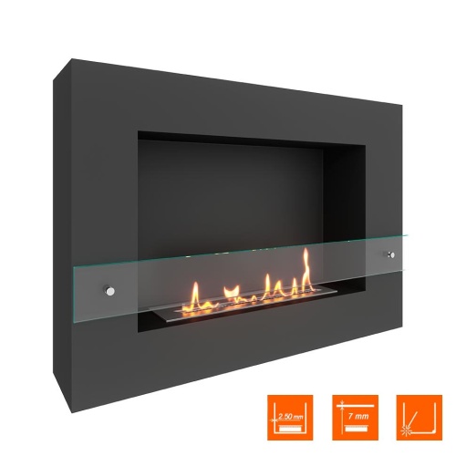 Биокамин SteelHeat WALL GRAND 900 черный, стекло SteelHeat