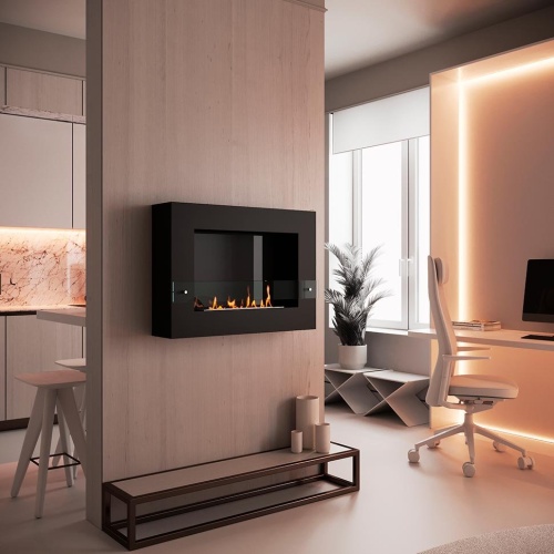 Биокамин SteelHeat WALL GRAND 900 черный, стемалит SteelHeat