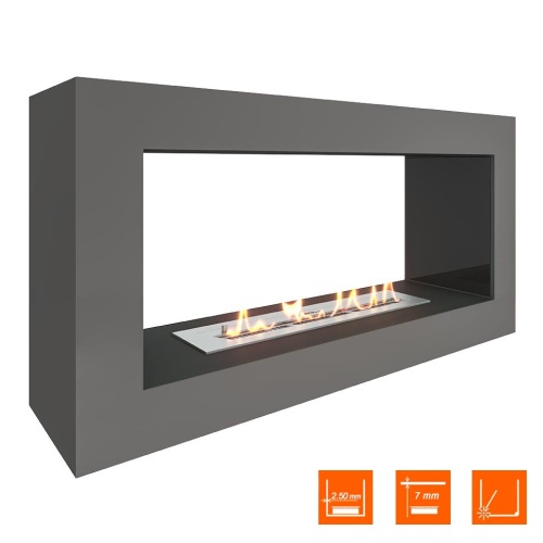 Биокамин SteelHeat WALL FRAME ONE 900 серый, стемалит SteelHeat