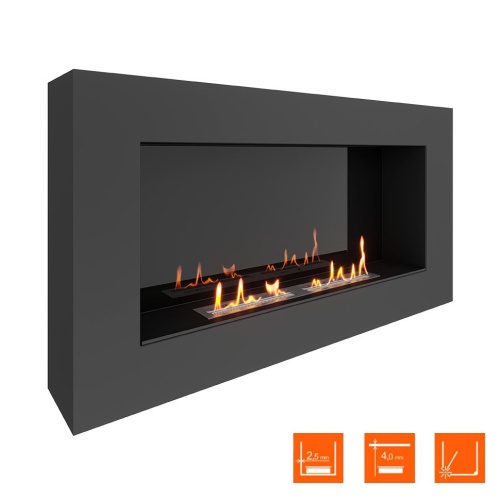 Биокамин SteelHeat WALL GRAND 1200 LITE черный, стемалит SteelHeat