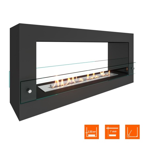 Биокамин SteelHeat WALL FRAME ONE 1000 черный, стекло, стемалит SteelHeat